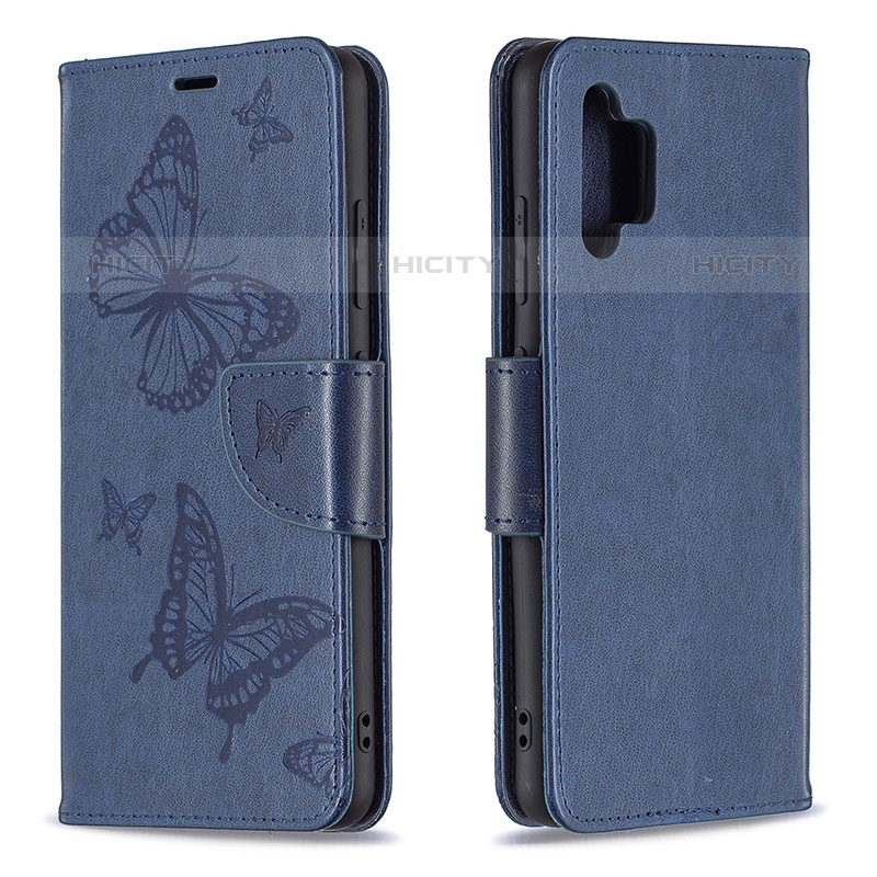 Coque Portefeuille Papillon Livre Cuir Etui Clapet B01F pour Samsung Galaxy M32 5G Bleu Plus