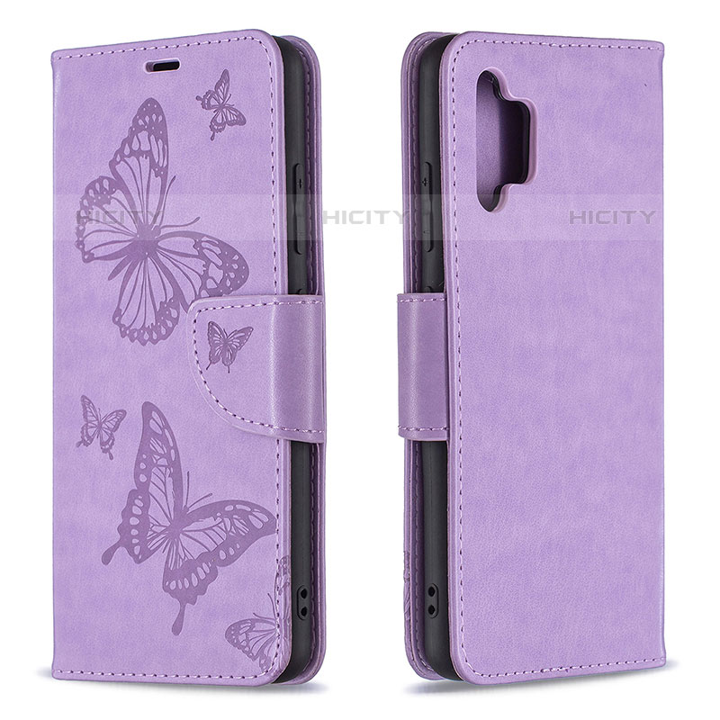 Coque Portefeuille Papillon Livre Cuir Etui Clapet B01F pour Samsung Galaxy M32 5G Violet Clair Plus