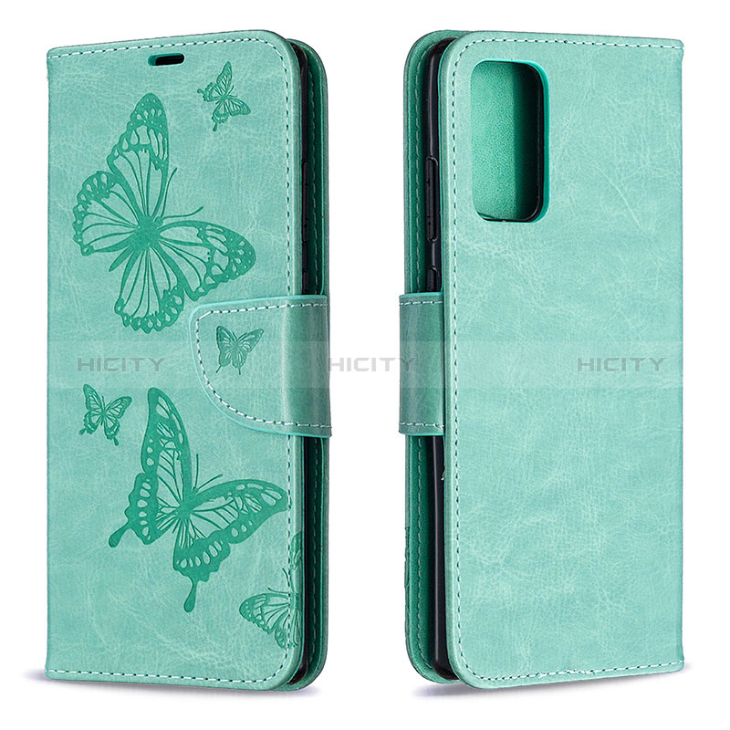 Coque Portefeuille Papillon Livre Cuir Etui Clapet B01F pour Samsung Galaxy Note 20 5G Vert Plus