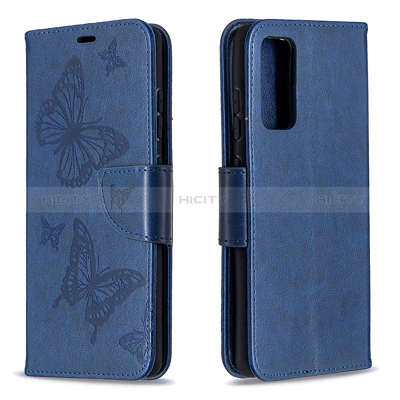 Coque Portefeuille Papillon Livre Cuir Etui Clapet B01F pour Samsung Galaxy S20 FE (2022) 5G Bleu Plus