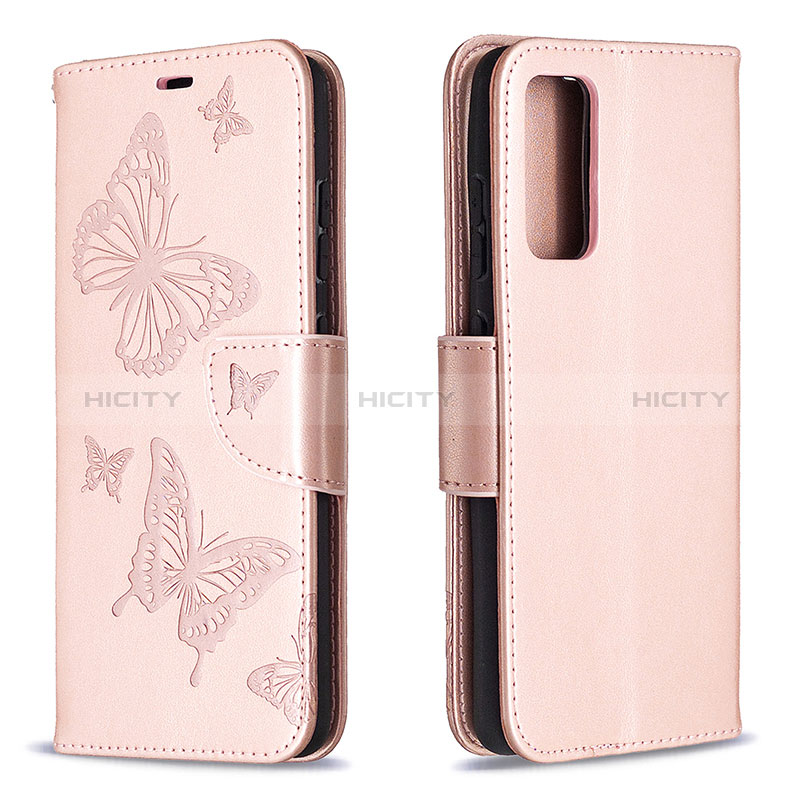 Coque Portefeuille Papillon Livre Cuir Etui Clapet B01F pour Samsung Galaxy S20 FE 4G Or Rose Plus