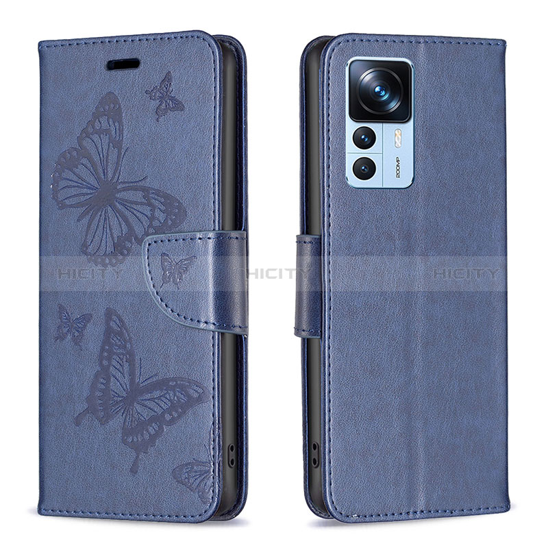 Coque Portefeuille Papillon Livre Cuir Etui Clapet B01F pour Xiaomi Mi 12T Pro 5G Bleu Plus