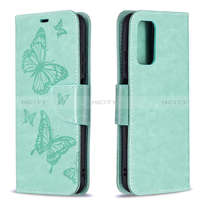 Coque Portefeuille Papillon Livre Cuir Etui Clapet B01F pour Xiaomi Poco M3 Vert Plus