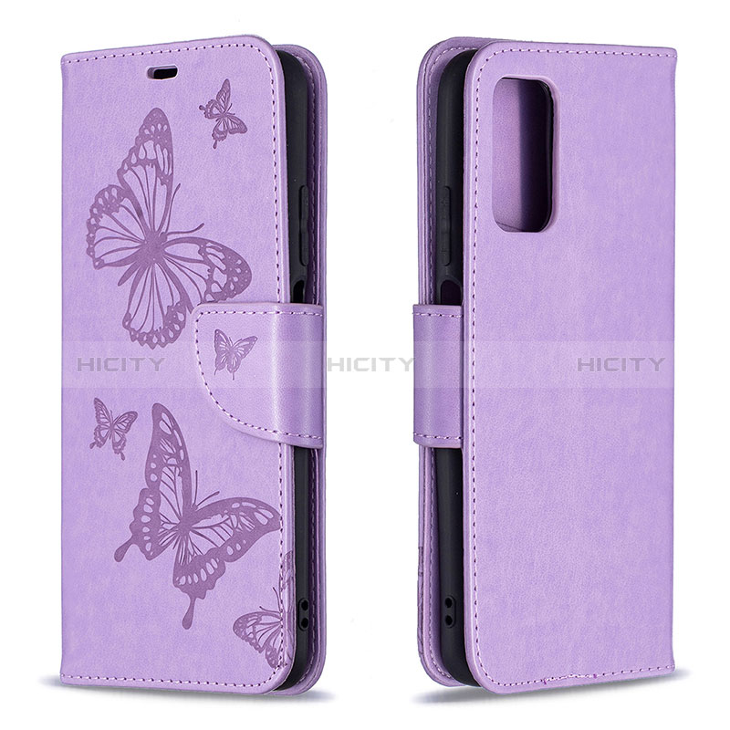 Coque Portefeuille Papillon Livre Cuir Etui Clapet B01F pour Xiaomi Poco M3 Violet Clair Plus