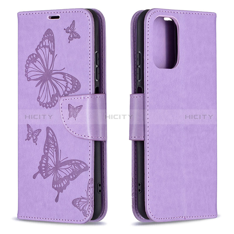 Coque Portefeuille Papillon Livre Cuir Etui Clapet B01F pour Xiaomi Poco M5S Violet Clair Plus