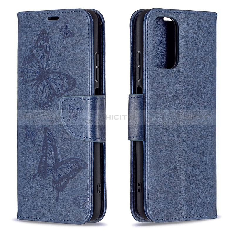 Coque Portefeuille Papillon Livre Cuir Etui Clapet B01F pour Xiaomi Redmi Note 10 4G Bleu Plus