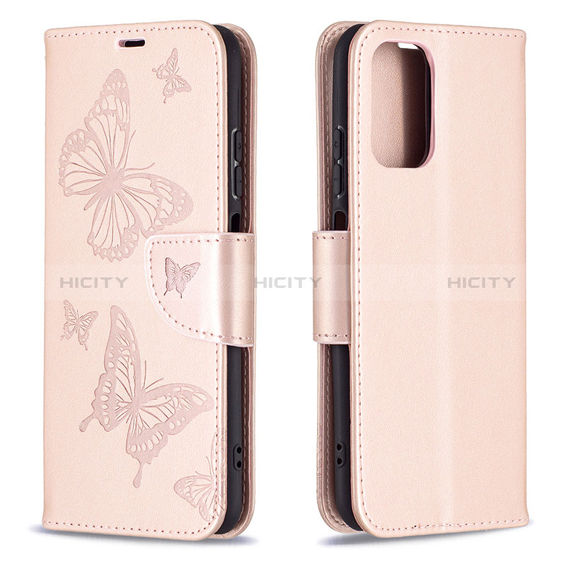 Coque Portefeuille Papillon Livre Cuir Etui Clapet B01F pour Xiaomi Redmi Note 10 4G Or Rose Plus