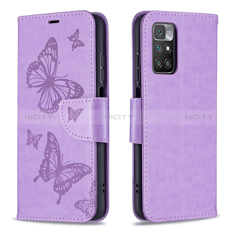 Coque Portefeuille Papillon Livre Cuir Etui Clapet B01F pour Xiaomi Redmi Note 11 4G (2021) Violet Clair Plus