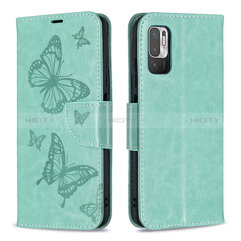 Coque Portefeuille Papillon Livre Cuir Etui Clapet B01F pour Xiaomi Redmi Note 11 SE 5G Vert Plus