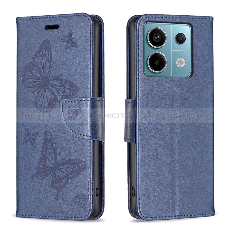 Coque Portefeuille Papillon Livre Cuir Etui Clapet B01F pour Xiaomi Redmi Note 13 Pro 5G Bleu Plus