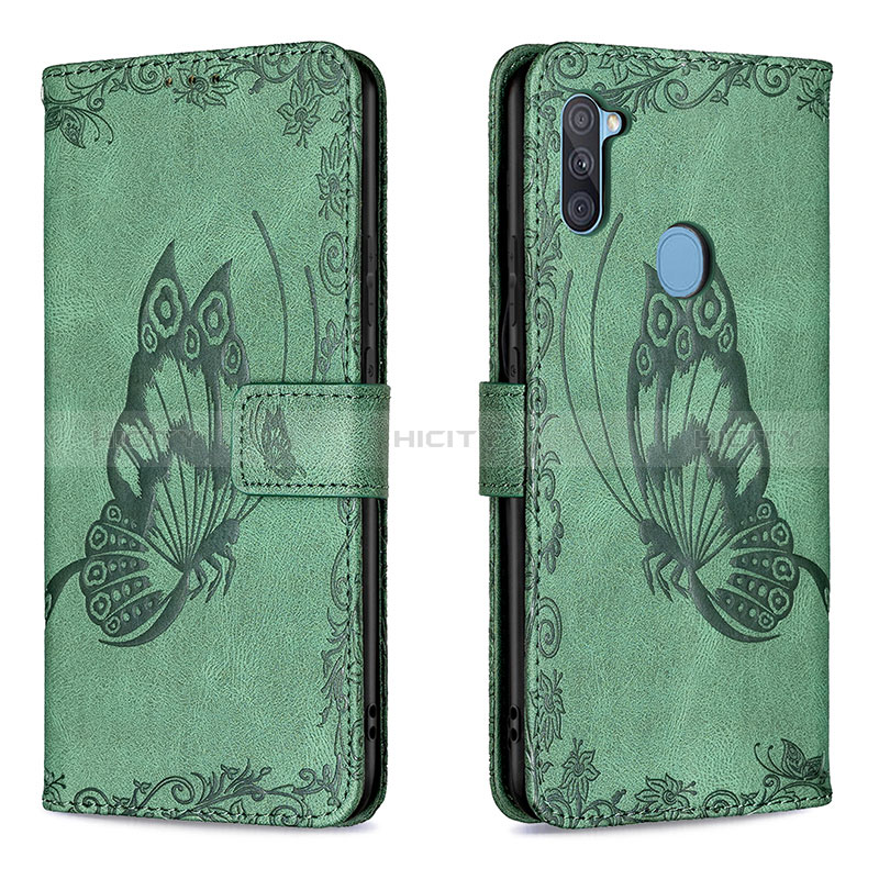 Coque Portefeuille Papillon Livre Cuir Etui Clapet B02F pour Samsung Galaxy A11 Vert Plus