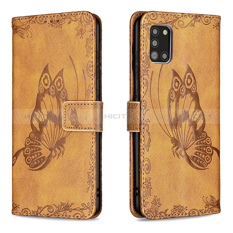 Coque Portefeuille Papillon Livre Cuir Etui Clapet B02F pour Samsung Galaxy A31 Marron Plus