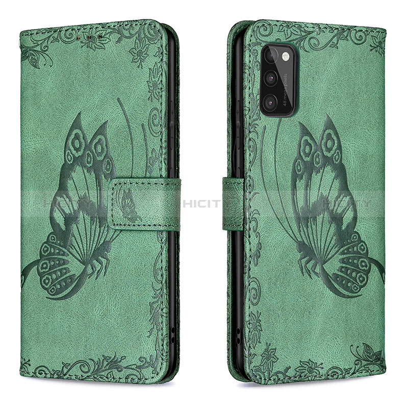 Coque Portefeuille Papillon Livre Cuir Etui Clapet B02F pour Samsung Galaxy A41 Vert Plus