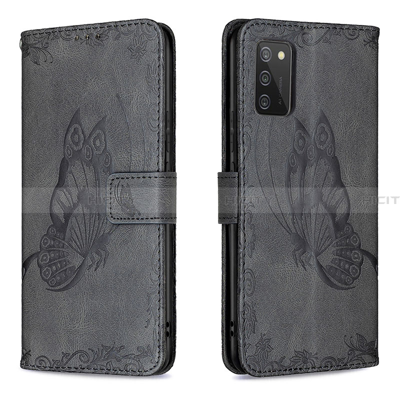 Coque Portefeuille Papillon Livre Cuir Etui Clapet B02F pour Samsung Galaxy F02S SM-E025F Noir Plus