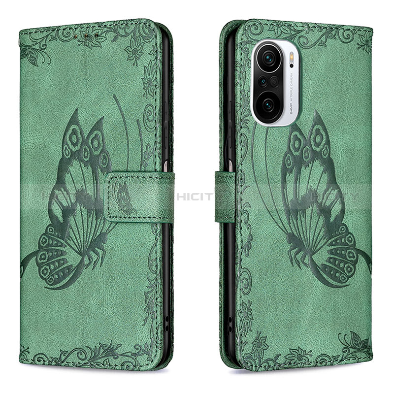 Coque Portefeuille Papillon Livre Cuir Etui Clapet B02F pour Xiaomi Mi 11i 5G Vert Plus