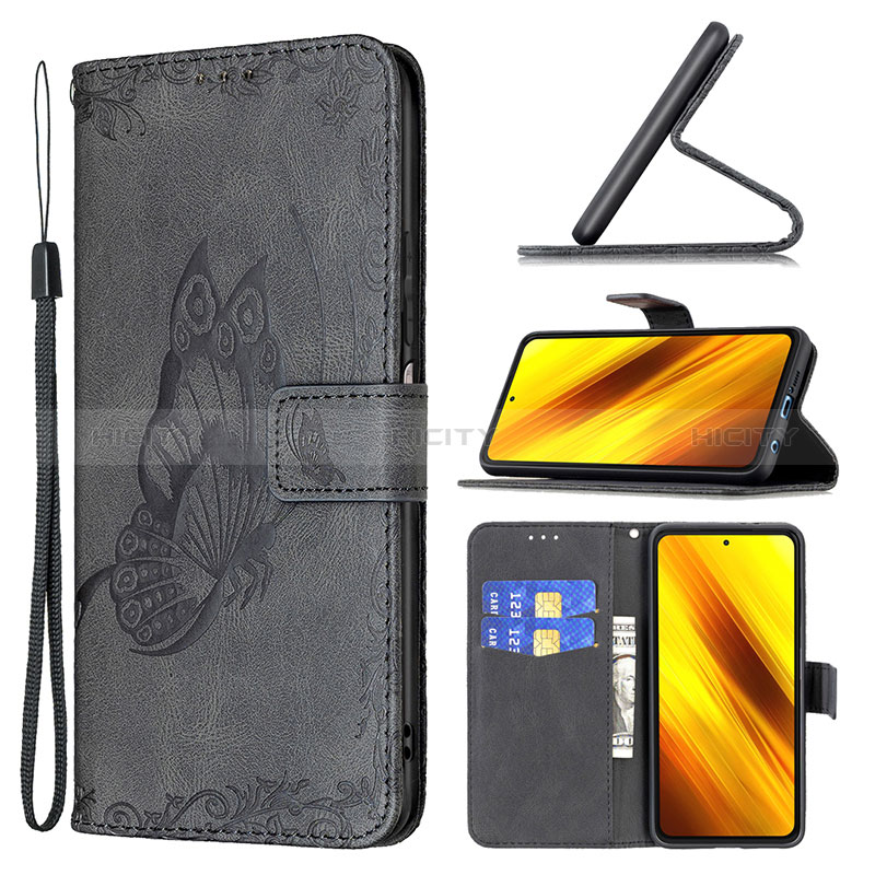 Coque Portefeuille Papillon Livre Cuir Etui Clapet B02F pour Xiaomi Poco X3 NFC Plus