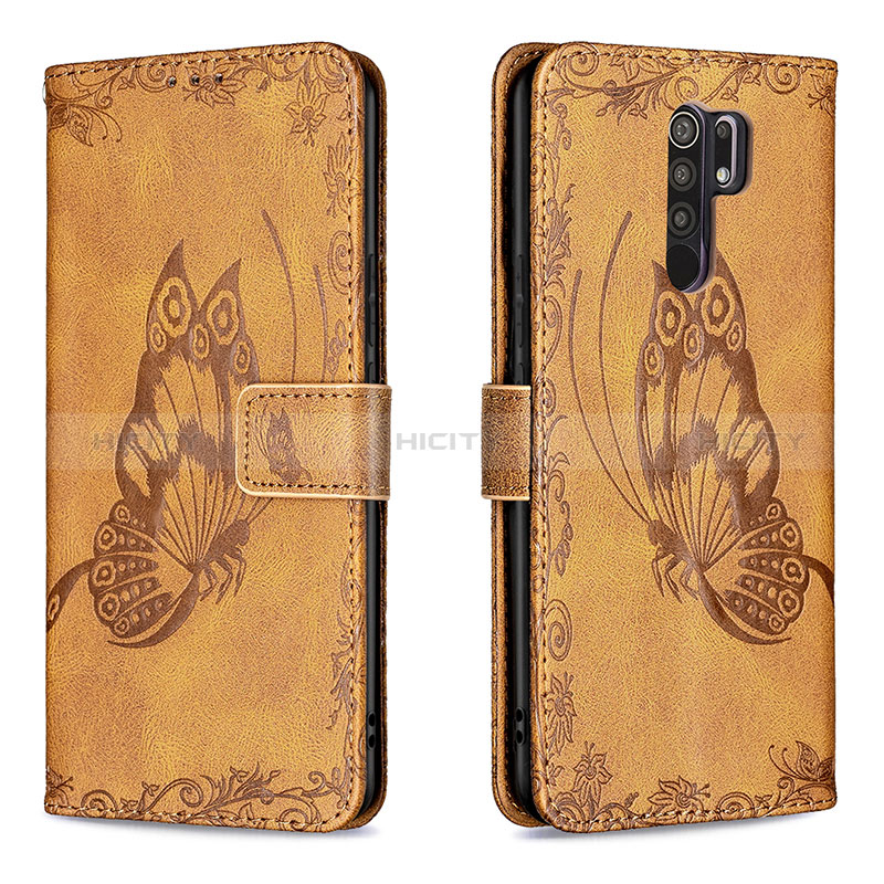 Coque Portefeuille Papillon Livre Cuir Etui Clapet B02F pour Xiaomi Redmi 9 Prime India Plus