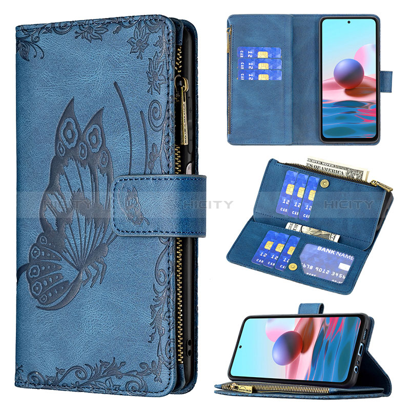 Coque Portefeuille Papillon Livre Cuir Etui Clapet B02F pour Xiaomi Redmi Note 10 4G Plus