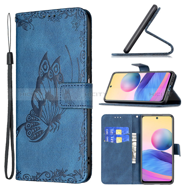 Coque Portefeuille Papillon Livre Cuir Etui Clapet B02F pour Xiaomi Redmi Note 10T 5G Plus