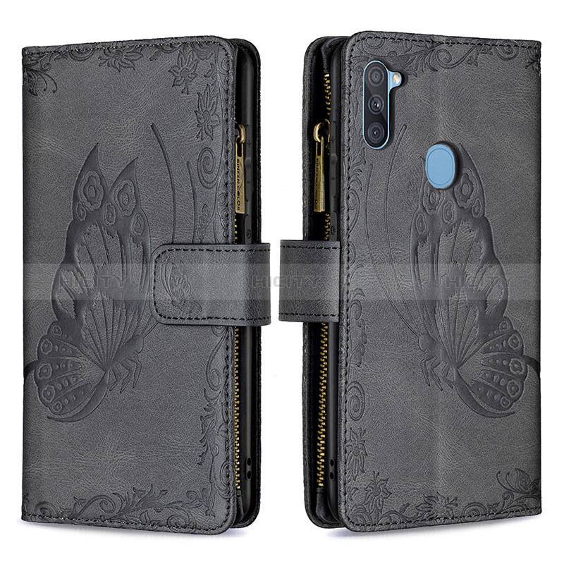 Coque Portefeuille Papillon Livre Cuir Etui Clapet B03F pour Samsung Galaxy A11 Noir Plus