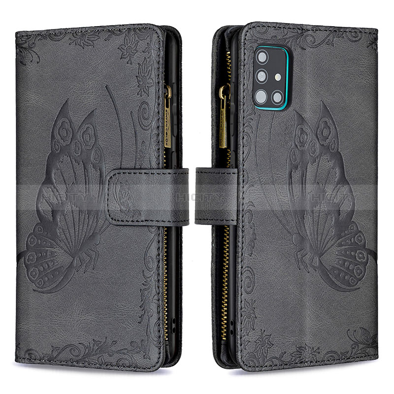 Coque Portefeuille Papillon Livre Cuir Etui Clapet B03F pour Samsung Galaxy A51 5G Noir Plus