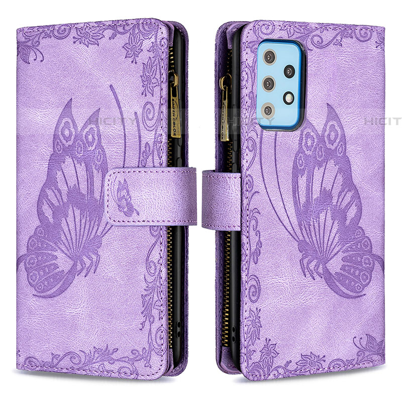 Coque Portefeuille Papillon Livre Cuir Etui Clapet B03F pour Samsung Galaxy A52 5G Violet Clair Plus