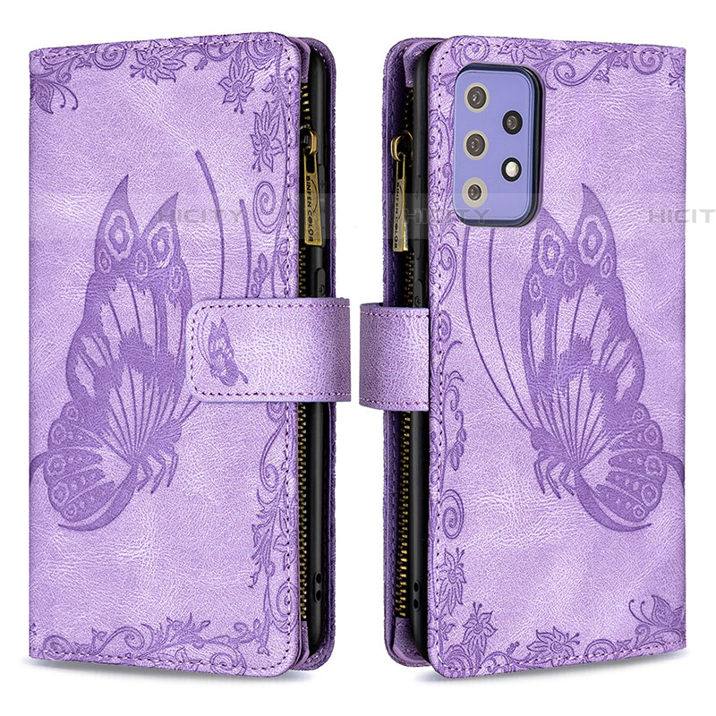 Coque Portefeuille Papillon Livre Cuir Etui Clapet B03F pour Samsung Galaxy A72 4G Violet Clair Plus