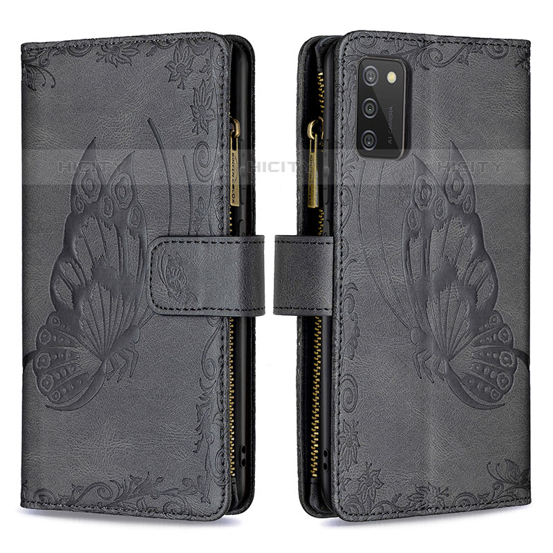 Coque Portefeuille Papillon Livre Cuir Etui Clapet B03F pour Samsung Galaxy M02s Noir Plus