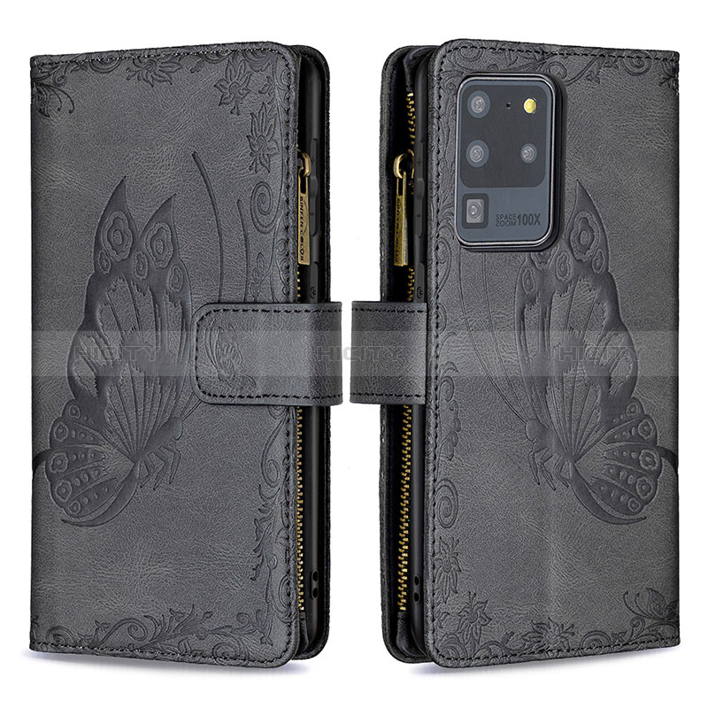 Coque Portefeuille Papillon Livre Cuir Etui Clapet B03F pour Samsung Galaxy S20 Ultra 5G Noir Plus