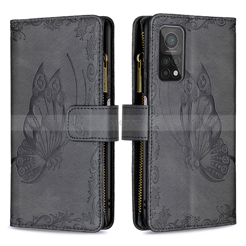 Coque Portefeuille Papillon Livre Cuir Etui Clapet B03F pour Xiaomi Mi 10T Pro 5G Noir Plus