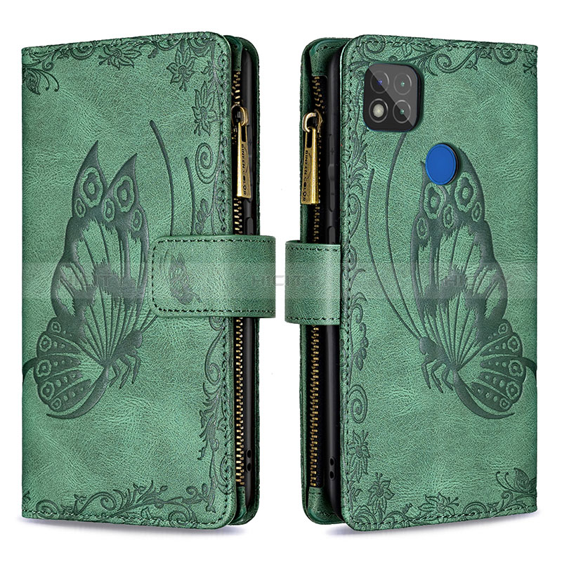 Coque Portefeuille Papillon Livre Cuir Etui Clapet B03F pour Xiaomi POCO C3 Vert Plus