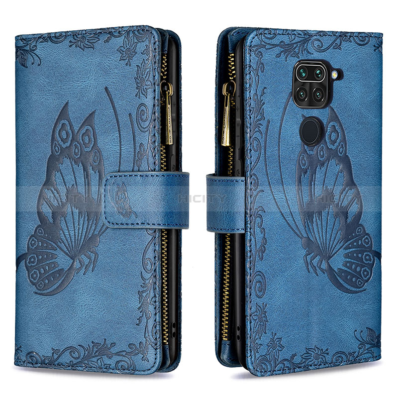 Coque Portefeuille Papillon Livre Cuir Etui Clapet B03F pour Xiaomi Redmi 10X 4G Bleu Plus