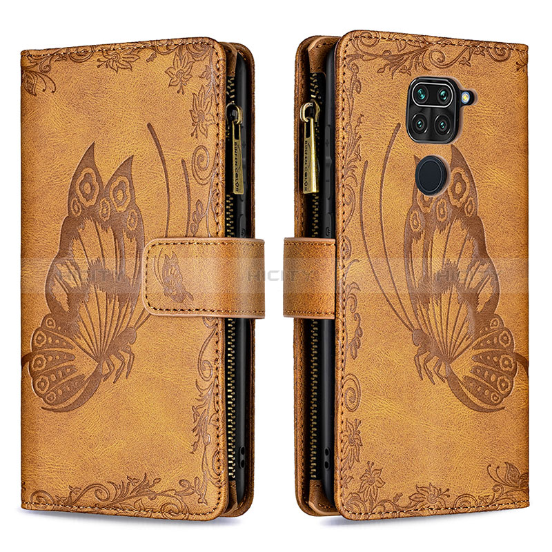 Coque Portefeuille Papillon Livre Cuir Etui Clapet B03F pour Xiaomi Redmi 10X 4G Marron Plus