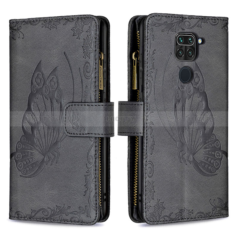 Coque Portefeuille Papillon Livre Cuir Etui Clapet B03F pour Xiaomi Redmi 10X 4G Noir Plus