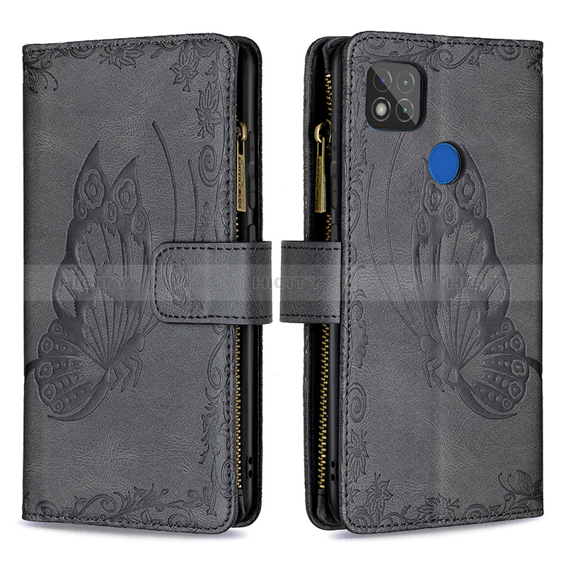 Coque Portefeuille Papillon Livre Cuir Etui Clapet B03F pour Xiaomi Redmi 9C NFC Noir Plus