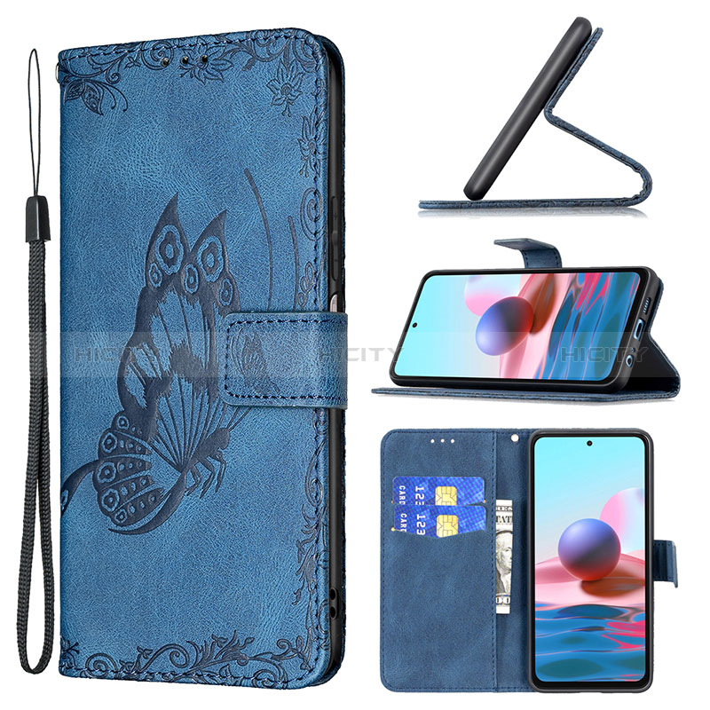 Coque Portefeuille Papillon Livre Cuir Etui Clapet B03F pour Xiaomi Redmi Note 10 4G Plus