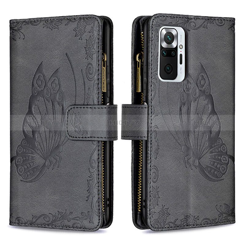 Coque Portefeuille Papillon Livre Cuir Etui Clapet B03F pour Xiaomi Redmi Note 10 Pro 4G Noir Plus