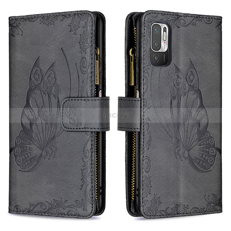 Coque Portefeuille Papillon Livre Cuir Etui Clapet B03F pour Xiaomi Redmi Note 10T 5G Noir Plus