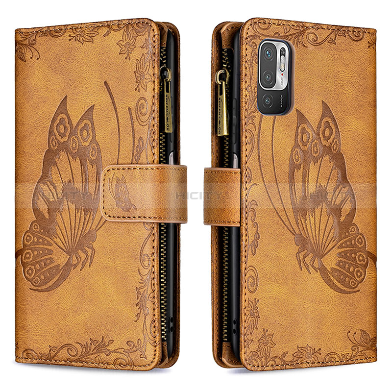 Coque Portefeuille Papillon Livre Cuir Etui Clapet B03F pour Xiaomi Redmi Note 11 SE 5G Marron Plus