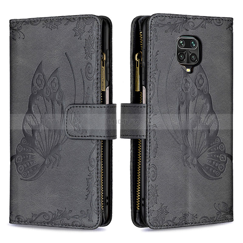 Coque Portefeuille Papillon Livre Cuir Etui Clapet B03F pour Xiaomi Redmi Note 9 Pro Max Noir Plus