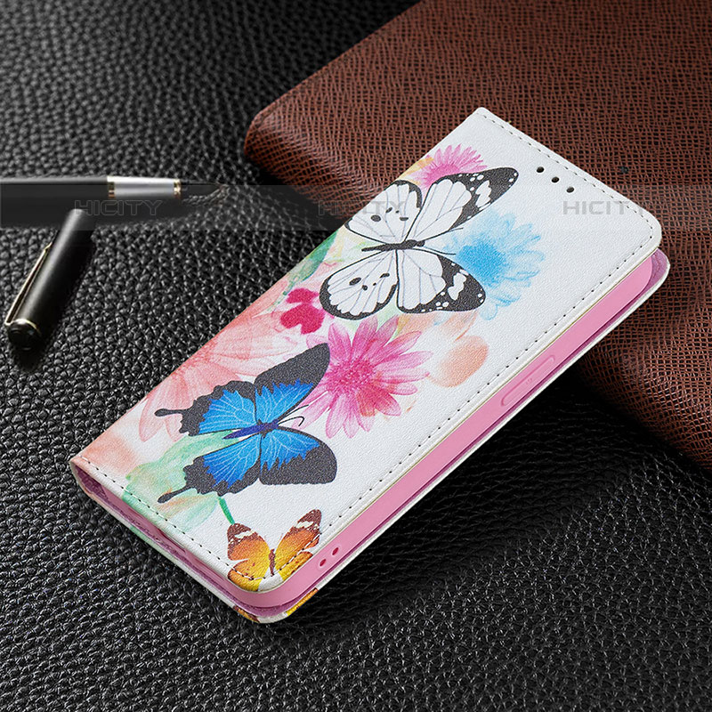 Coque Portefeuille Papillon Livre Cuir Etui Clapet L01 pour Apple iPhone 15 Pro Rose Plus