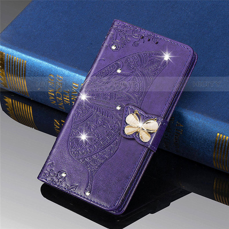 Coque Portefeuille Papillon Livre Cuir Etui Clapet L01 pour Xiaomi Mi 11 Lite 5G NE Violet Plus