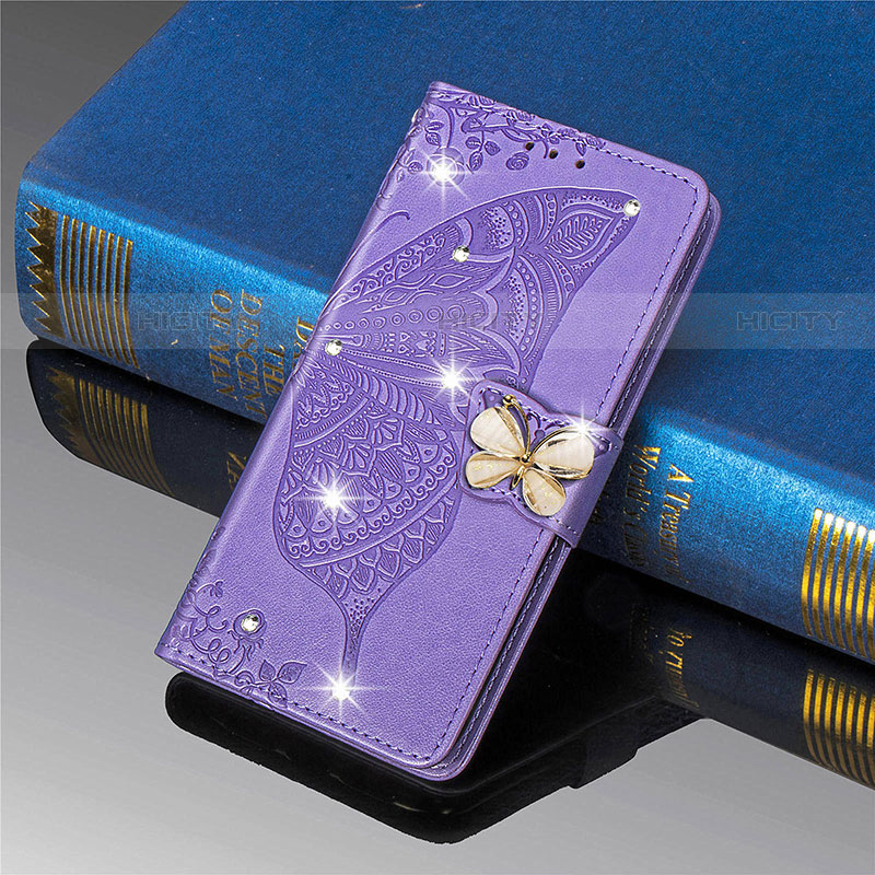 Coque Portefeuille Papillon Livre Cuir Etui Clapet L01 pour Xiaomi Mi 11 Lite 5G Violet Clair Plus