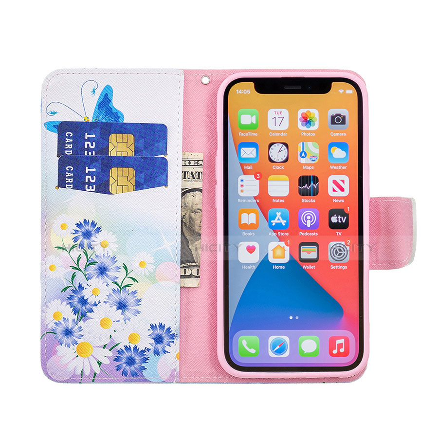 Coque Portefeuille Papillon Livre Cuir Etui Clapet L02 pour Apple iPhone 13 Pro Max Noir Plus