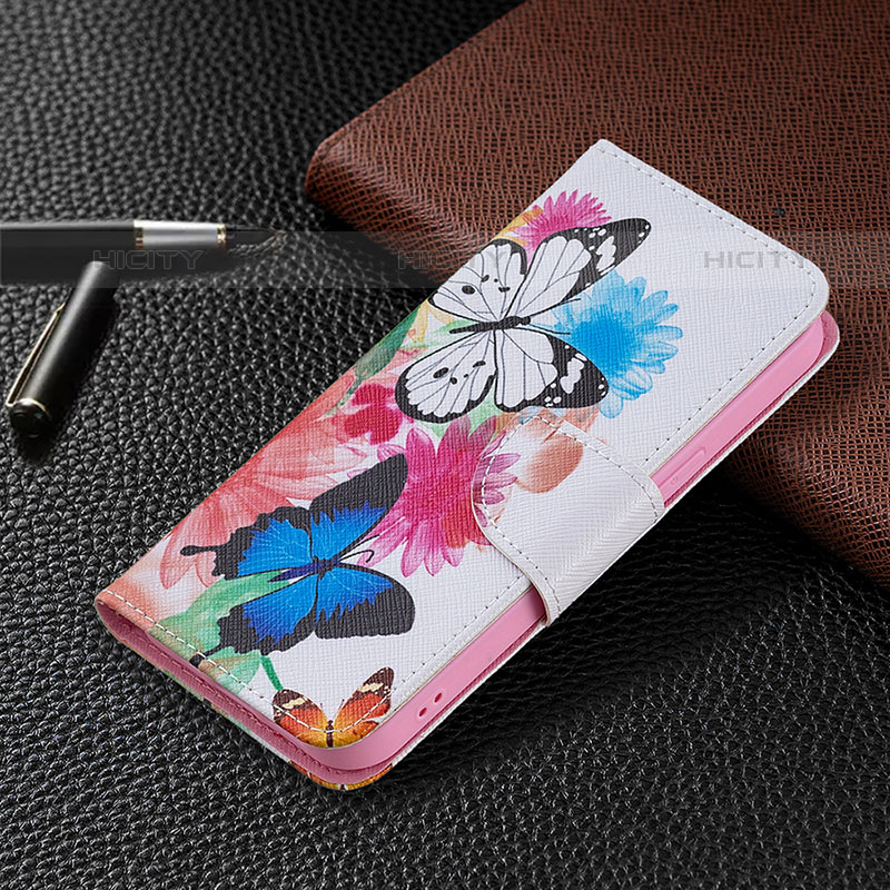 Coque Portefeuille Papillon Livre Cuir Etui Clapet L03 pour Apple iPhone 15 Pro Rose Plus