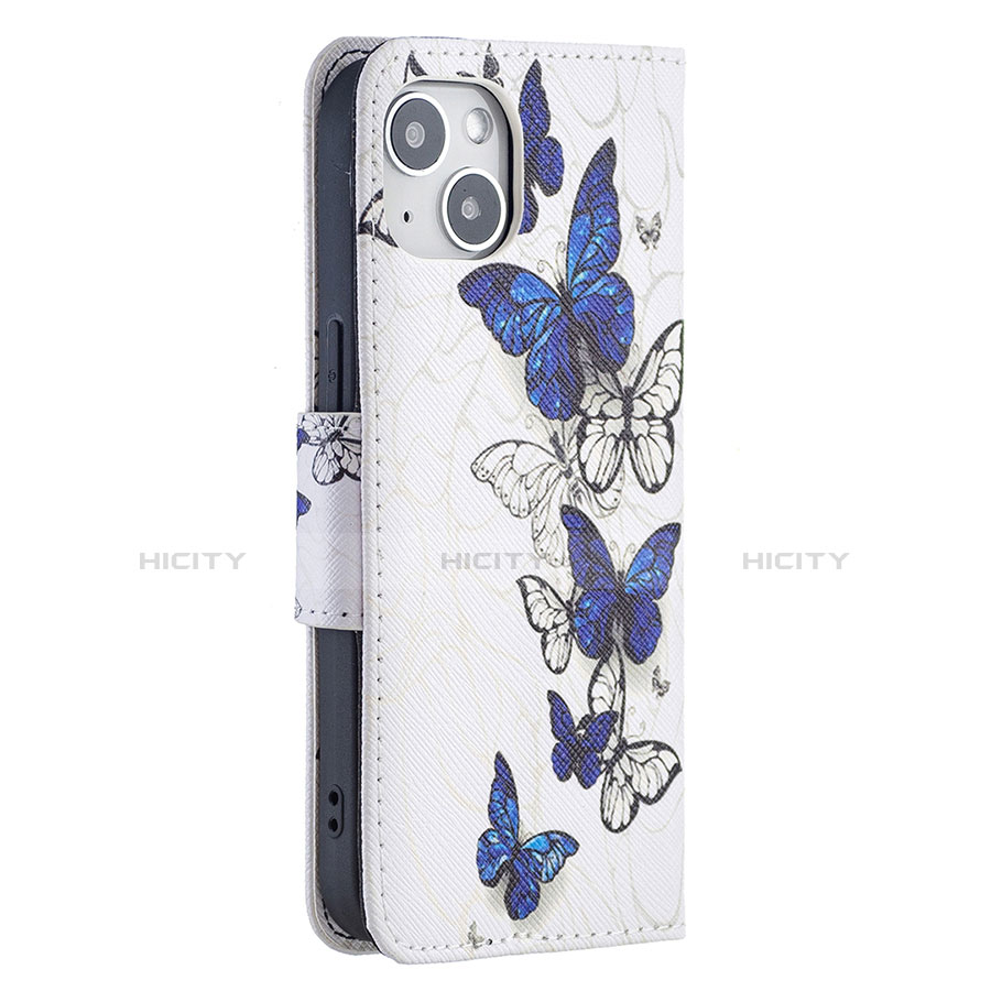 Coque Portefeuille Papillon Livre Cuir Etui Clapet L07 pour Apple iPhone 13 Mini Rose Plus