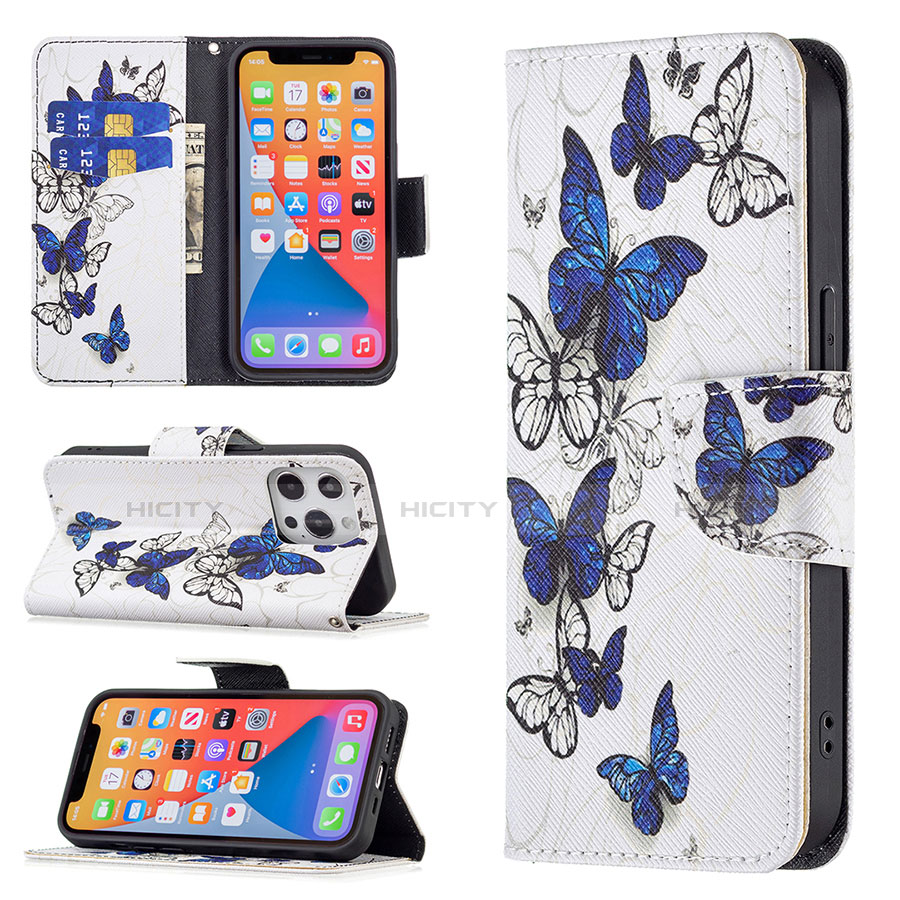 Coque Portefeuille Papillon Livre Cuir Etui Clapet L07 pour Apple iPhone 13 Pro Max Blanc Plus