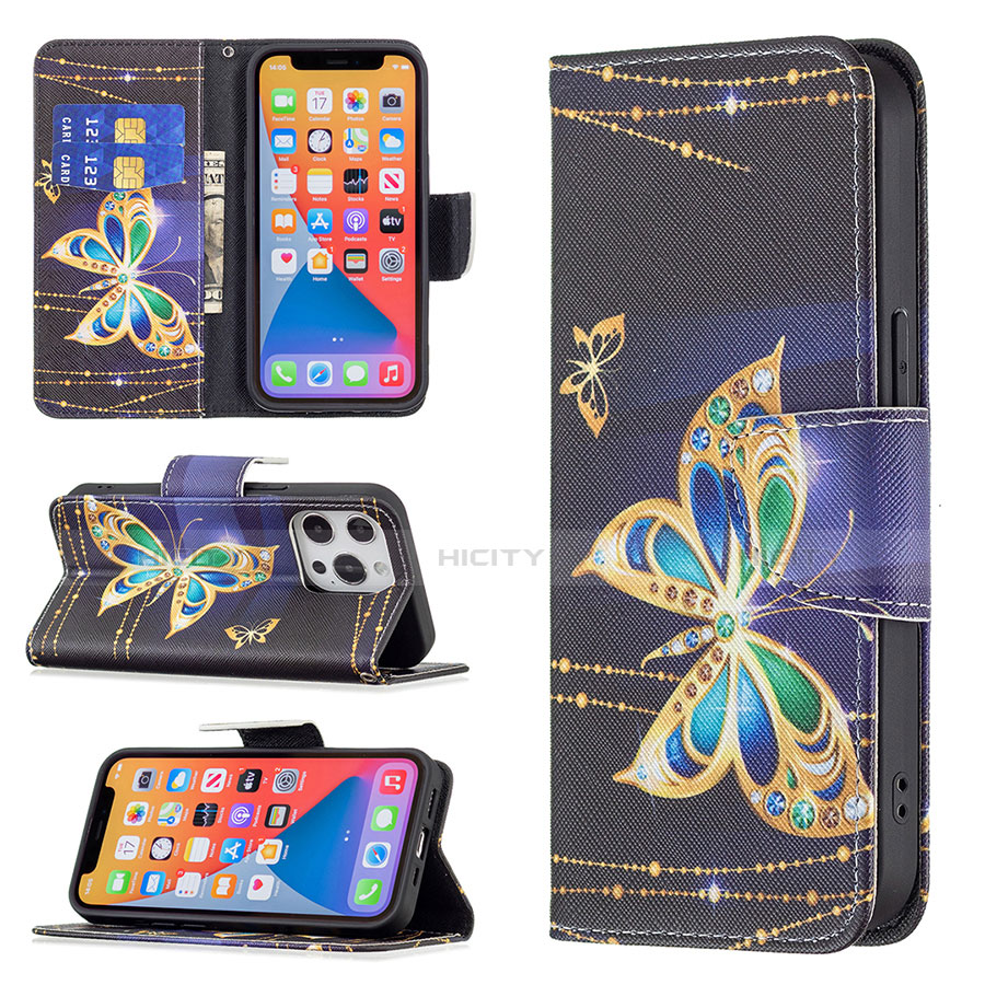 Coque Portefeuille Papillon Livre Cuir Etui Clapet L07 pour Apple iPhone 13 Pro Max Mixte Plus