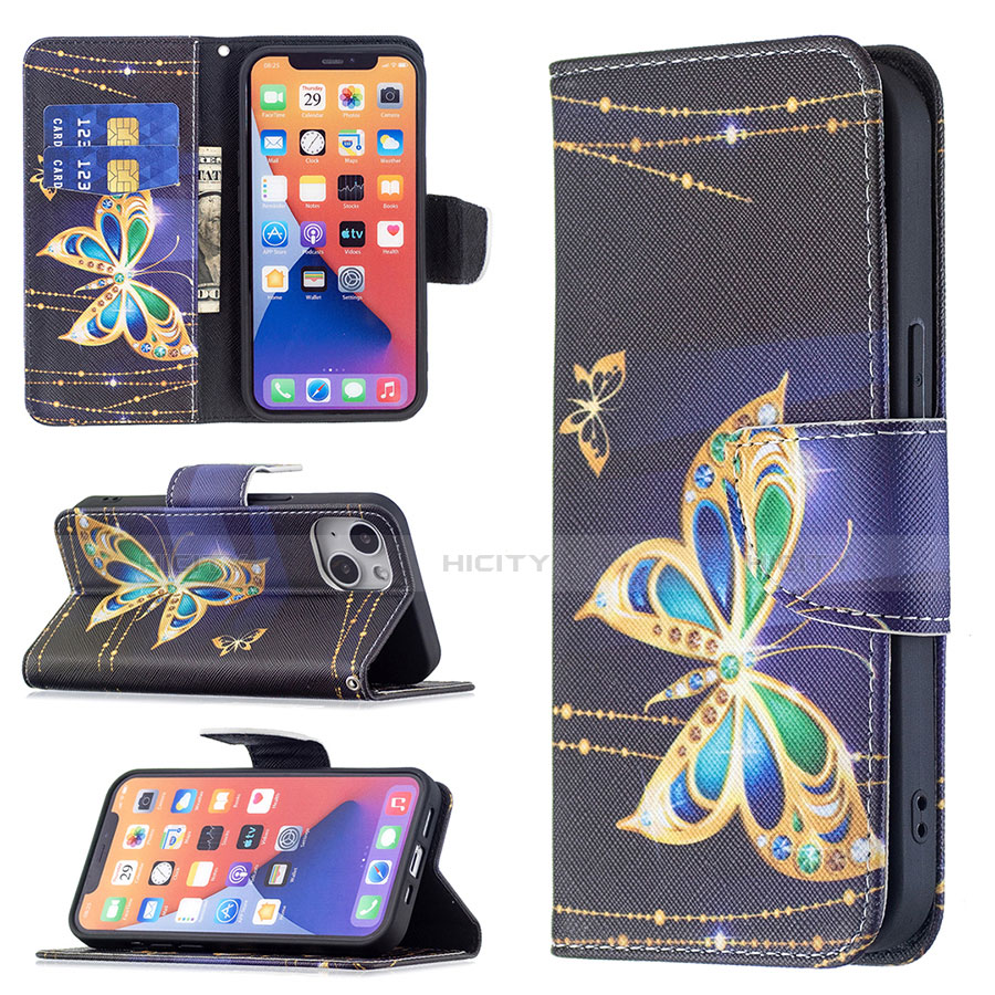 Coque Portefeuille Papillon Livre Cuir Etui Clapet L07 pour Apple iPhone 14 Mixte Plus