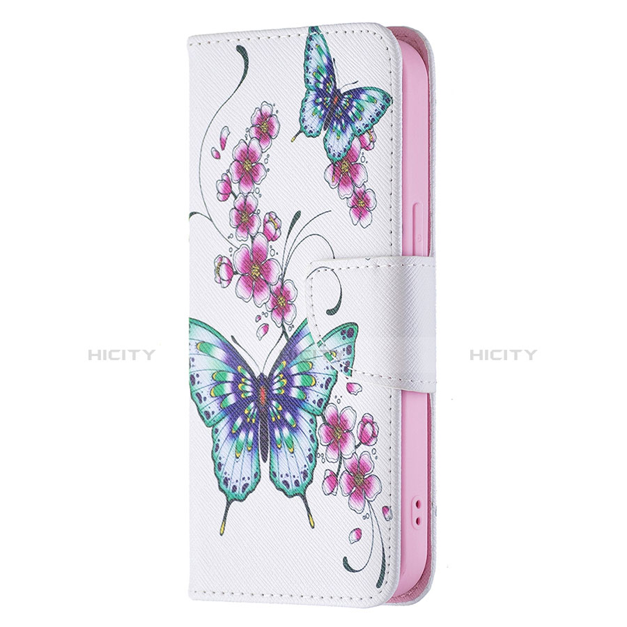 Coque Portefeuille Papillon Livre Cuir Etui Clapet L07 pour Apple iPhone 14 Plus Blanc Plus